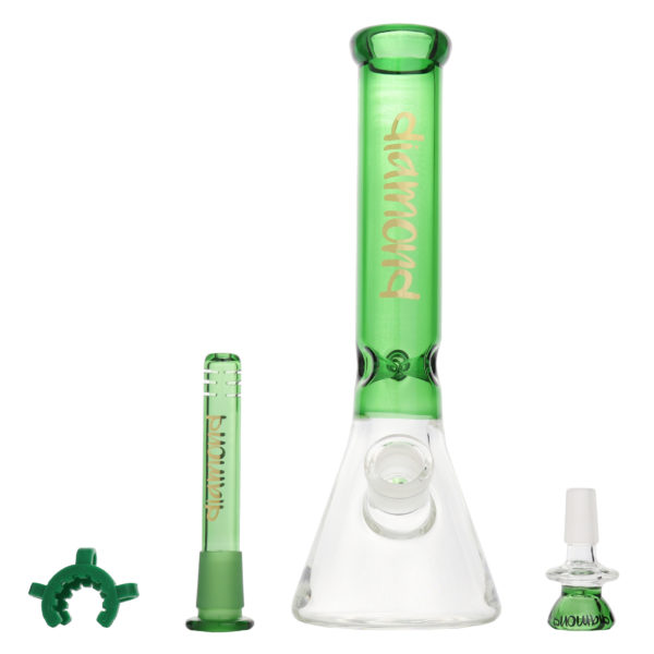 Diamond Glass-10 Colored neck Beaker Bong-Green-Beaker Bongs-653802